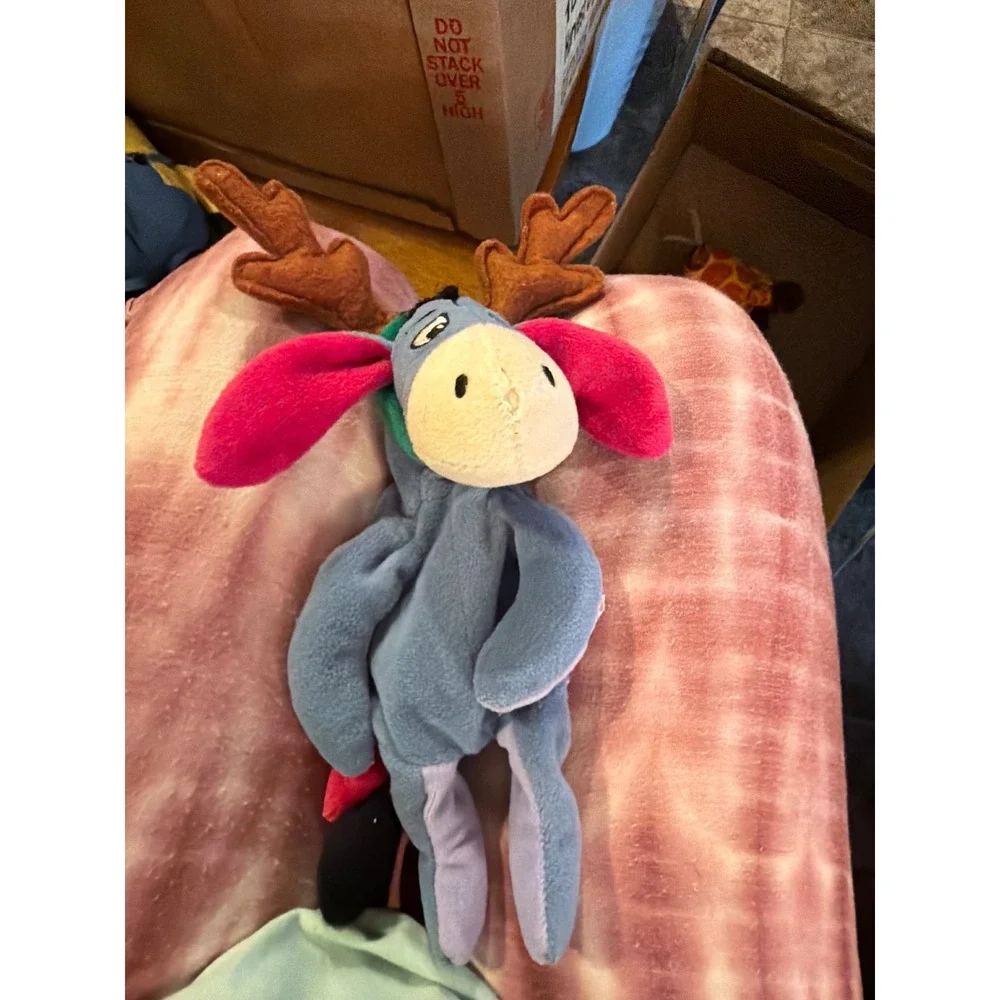 Disney Store Eeyore Christmas Reindeer Antlers Bean‎ Bag Plush Winnie the Pooh